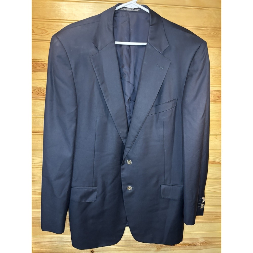 Ermenegildo Zegna Super 100s Fine Worsted Blazer Blue Men's 56 EU 46 US 2 Button - Picture 2 of 9